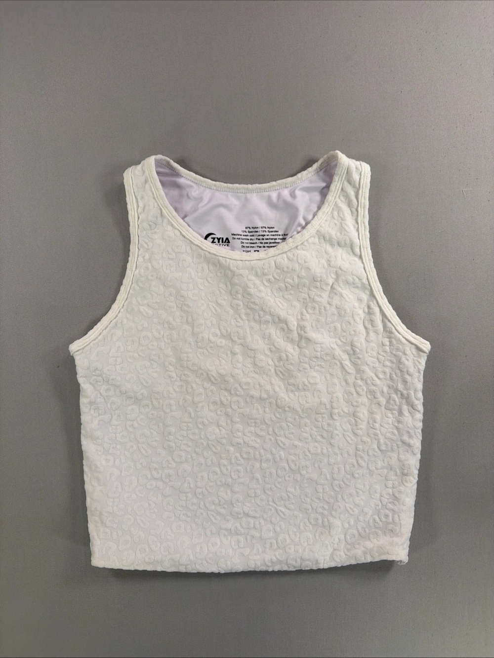 ZYIA White Textured Crop Tank Top